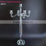 Glass Votive Candelabra for Wedding Crystal Candelabra Centerpieces With Cylinder Hurricanes 5 Arms thumbnail-2