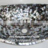 Beautiful Stone Mother Of Pearl Sink Bowl, Unique Sea Shell Kitchen Decorative Wash Basin