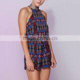 Newest Clubwear Spaghetti Strap Geomtrical Print Woman Sexy Short Jumpsuits thumbnail-4