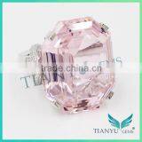 925 Sterling Silver Big Pink Diamond Ring thumbnail-1