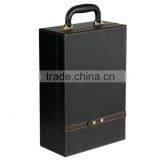 Chinese Factories Wholesale Custom High-grade PU Leather 2 Slot Wine Champagne Boxes, Black Gift Box