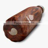 Double Wall Vacuum 25 oz Insulated Stainless Steel BPA Free Water Bottle Wood Grain Fit Cup Holder thumbnail-4