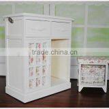 Shabby Chic Vintage Antique Wicker Basket Drawers Wooden Cabinet thumbnail-1