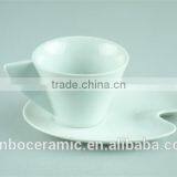 White Stock Cafe Cup and Saucer, Mini Coffee Cup and Saucers With Spoon Factory Cheap Price thumbnail-1