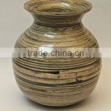 High Quality Best Selling Spun Natural Lacquer Bamboo Vase From Vietnam thumbnail-1