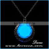 Vintage Antique Bronze Copper Luminous Crystal Necklace Glowing in Dark thumbnail-3