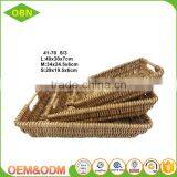 Cheap Wholesale Set 3 Handmade Natural Flat Trays Rattan Wicker Fruits Bread Basket thumbnail-5