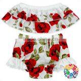 100% Organic Cotton Red Floral Bloomer Set For Diaper Girl Shorts thumbnail-3