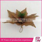 New Design Linen Poinsettia Flower Christmas Decorations thumbnail-1