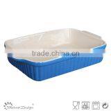 Ceramic Square Embossed Blue Bakeware