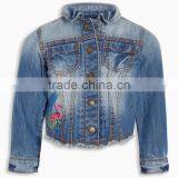 2017 Latest Jeans Tops Girls Denim Jacket With Cute Animal Embroidery thumbnail-2