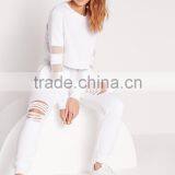 OEM Service Fashion Cheap White Ripped Front Jogger Pants thumbnail-3