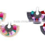 Bohemian Jewelry Vintage Silver Plated With Colorful Tassel Dangle Earrings thumbnail-1