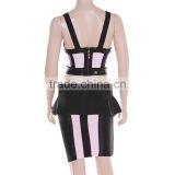 New Fashion 2015 Sequined Two Piece Pink And Black Flouncing High Quality Bodycon HL Bandage Dress thumbnail-4