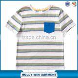 Hot Sale Kids Short Sleeve Custom Striped t Shirts With Pocket Wholesale China