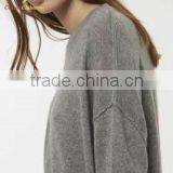 Women Grey Crew Neck Cashmere Sweater Knitting Pattern Free thumbnail-2