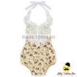 0-2 Years Summer Cotton Flower Printed Halter Lace Froal Infant Newborn Baby Girl Vintage Romper Clothes thumbnail-1