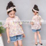 S17356A New Girls Printed Flower Blouse Casual Short Sleeved Children Blouse thumbnail-3