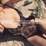 Runwaylover 5400 New Design Sexy Ladies Strap Deep V-neck Lace Hollow Out Bodysuit thumbnail-2