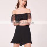 2017 OEM Women Sexy Off-shoulder Lace Neckline and Sleeves Playsuit thumbnail-3