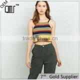 Distinctive Off-the-shoulder Spaghetti Straps Rainbow Midriff Cropped Cami Tank thumbnail-1
