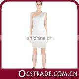 2014 cheap sequin transparent back one shoulder evening dress