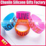 Wide Debossed With Color Filled Glitter Silicone Bracelet thumbnail-1