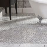 Carrara C white marble herringbone floor tiles backsplash mosaic