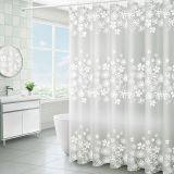 Microfiber Satin Stripe Fabric Shower Curtain Liner Water Proof Hotel Bathroom Curtain 72x72inch-White thumbnail-2