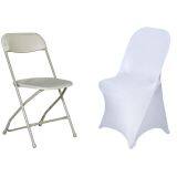 Black Elastic Stretch Spandex Folding Chair Cover for Wedding Party Dining Event Restaurant thumbnail-4