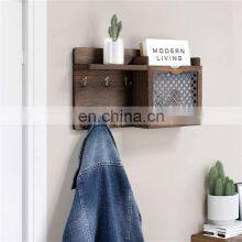Entryway Mail Envelope Organizer With 7 Key Hooks Wall Mounted Rustic Wood Mail Holder Shelf With Key Hooks for Wall