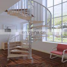Apartment S.s.304 Stainless Steel Spiral With Wooden Floating Staircase thumbnail-4