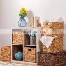 Handwoven Water Hyacinth Shelf Basket Can Be Folded Foldable Storage Wicker Basket Vietnam Supplier thumbnail-2