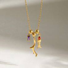 Gold Plated Stainless Steel Dolphin Pendant Necklace for Women Ocean Charm Necklace Waterproof Hypoallergenic Jewelry Wholesale thumbnail-3