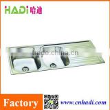 foshan doulbe bowl kitchen stainless steel sink with drain board HD12348