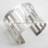Punk Stainless Steel Cuff Metal Bangle Hollow Out Bracelet thumbnail-3