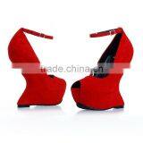 Fashion 15 cm High Heel Wedges Women Peep Toe Shoes Large Size thumbnail-4