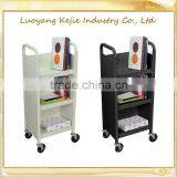 Durable Steel Flat Book Cart/library Trolley Bookshelf/book Rack Shelving/steel Rolling Library Book Carts thumbnail-3