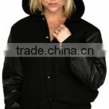 New lady bomber leather varsity Jacket 2015 latest fashion lightweight zipper harley leather Jacket for women Bluck Jacke