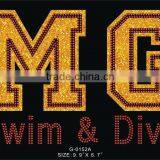 hot fix rhinestone glitter of swim and dive graceful design