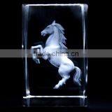 New Design 3d Laser Engraving Horse Crystal Glass Cubes With LED Light Base for Gift Items thumbnail-2
