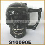 Skull Head Design Ceramic Beer Steins With Lid New Beer Mug