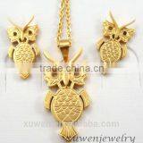 OEM Owl Animal Shape Gold Plating Jewelry Set Stainless Steel thumbnail-1