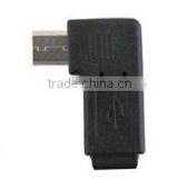 L shape right anlge micro usb male to female adapter black color