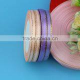 Hot selling golden edges polyester satin ribbon for Christmas