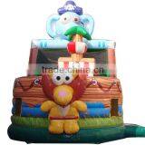 small indoor inflatable Jungle animal jumping dry slide, Air bounce inflatable slide