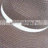 New Cheap Fashion Wholesale Ribbon Striped Dark Brown Paper Panama Custom Partyhot Uniex Straw Hat thumbnail-4