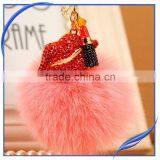 Custom Sexy Lips Rhinestone Keychain
