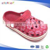 Basci Whtie Slide Line Adorn Upper Print Design Kids Garden Shoes Red Clog thumbnail-1