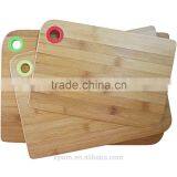 Eco-Friendly 3 Piece Bamboo Cutting and Chopping Board with silicone color handles